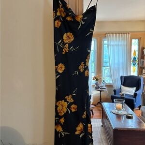 Astr Black Dress with Yellow Floral Accents